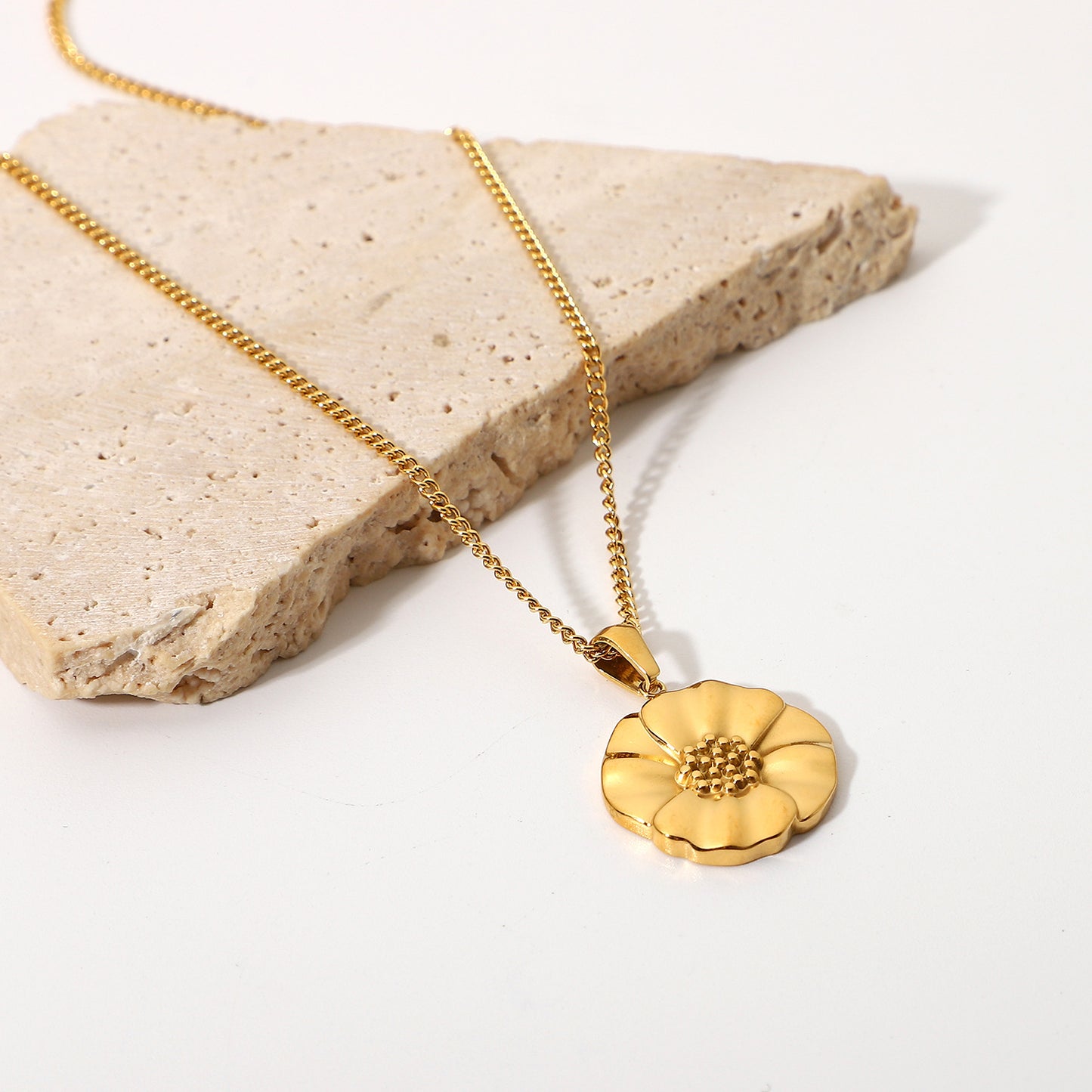 Poppy Flower Pendant Necklace