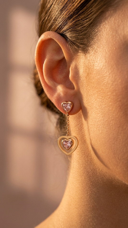 The Crystal Heart Studs
