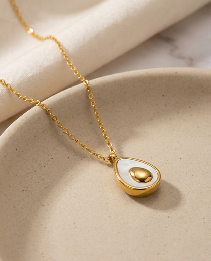 Avocado Pendant Necklace, on a plain ground, view 2.