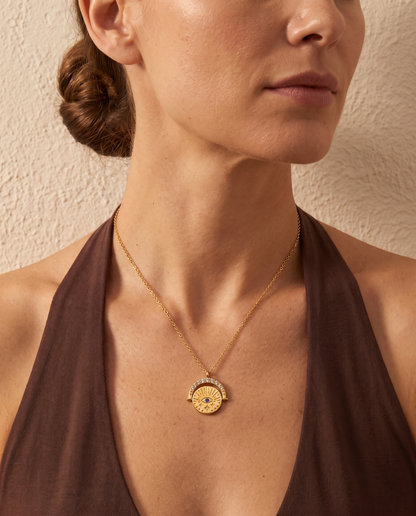 Oval Diamond Drop Necklace, worn.