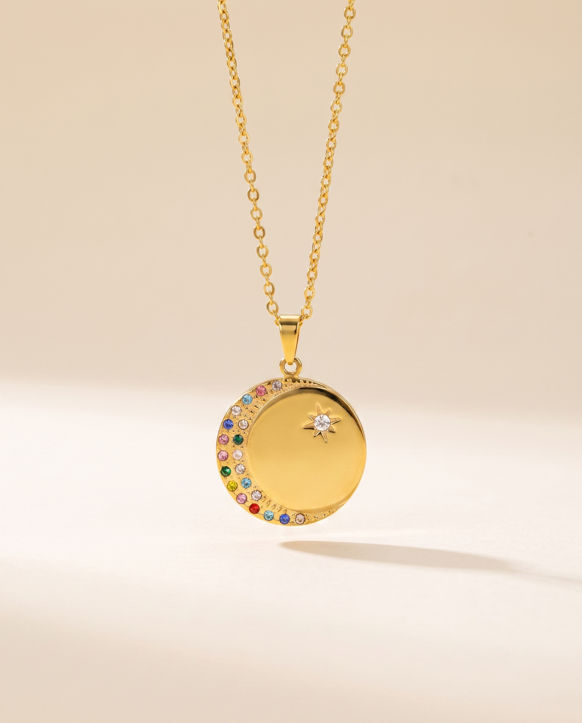 Oval Diamond Drop Necklace, made in stainless steel with 18K gold plating.