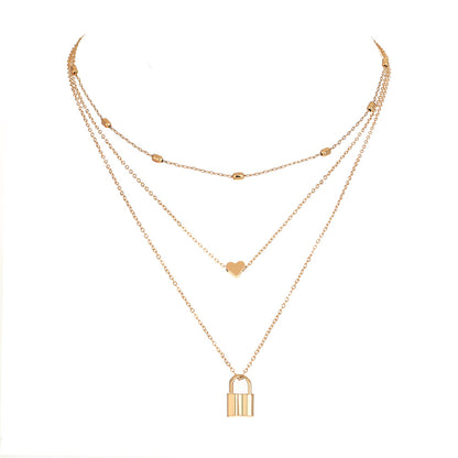 Layered Love Lock Necklace