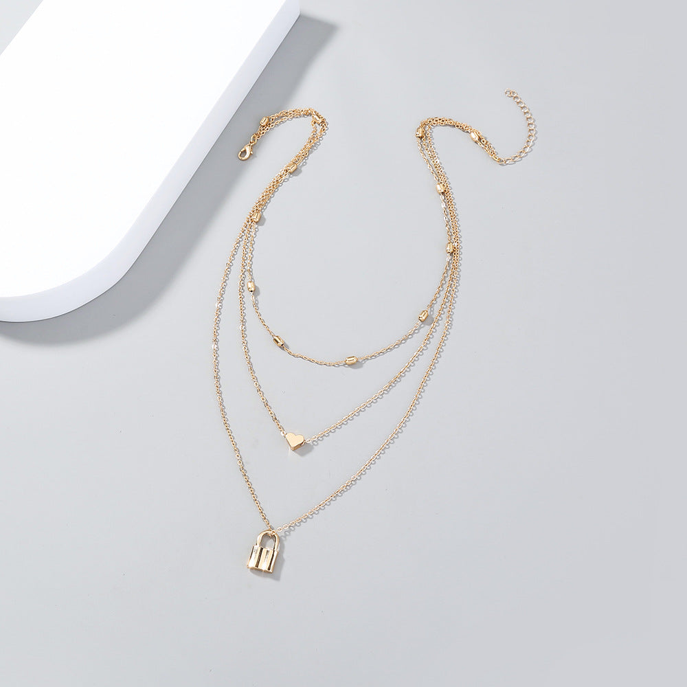 Layered Love Lock Necklace