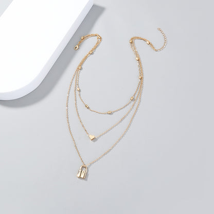 Layered Love Lock Necklace