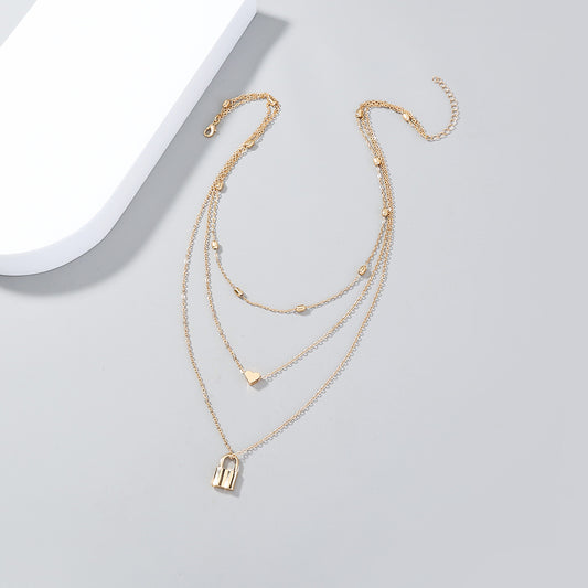 Layered Love Lock Necklace
