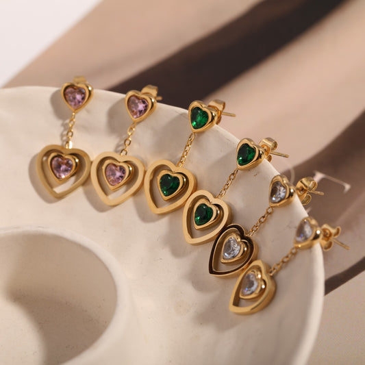 The Crystal Heart Studs