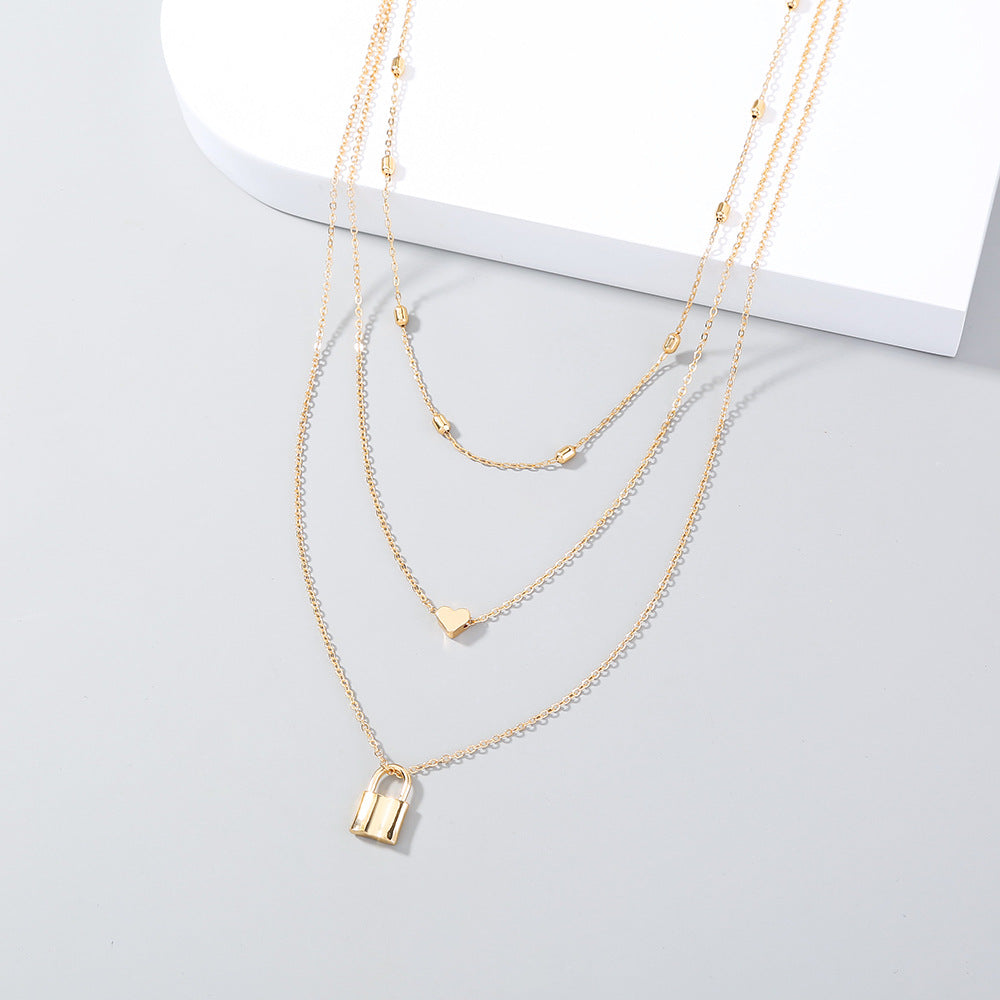 Layered Love Lock Necklace