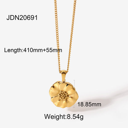 Poppy Flower Pendant Necklace