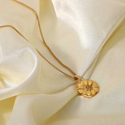 Poppy Flower Pendant Necklace