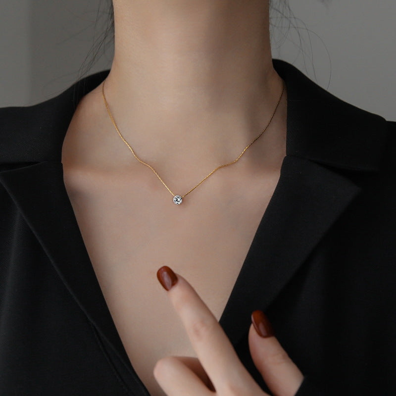 Solitaire Geometric Necklace