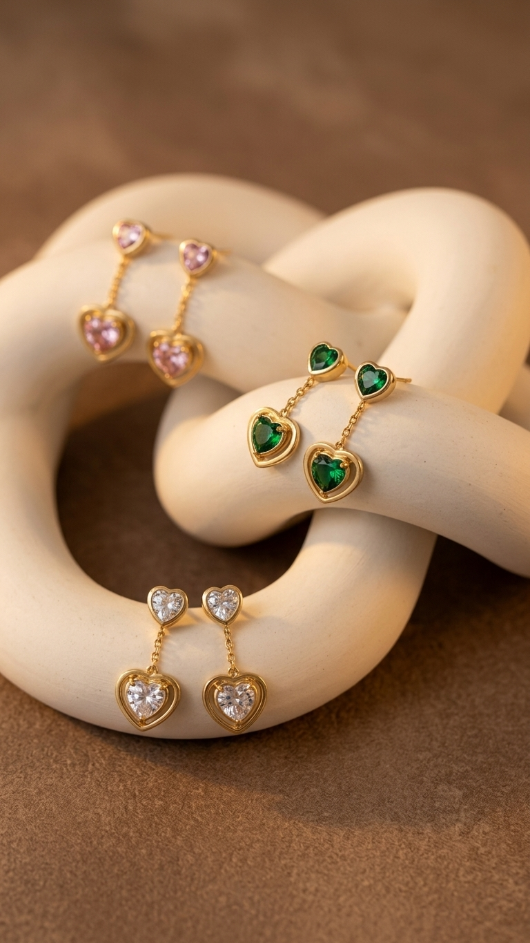 The Crystal Heart Studs