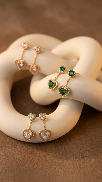 The Crystal Heart Studs