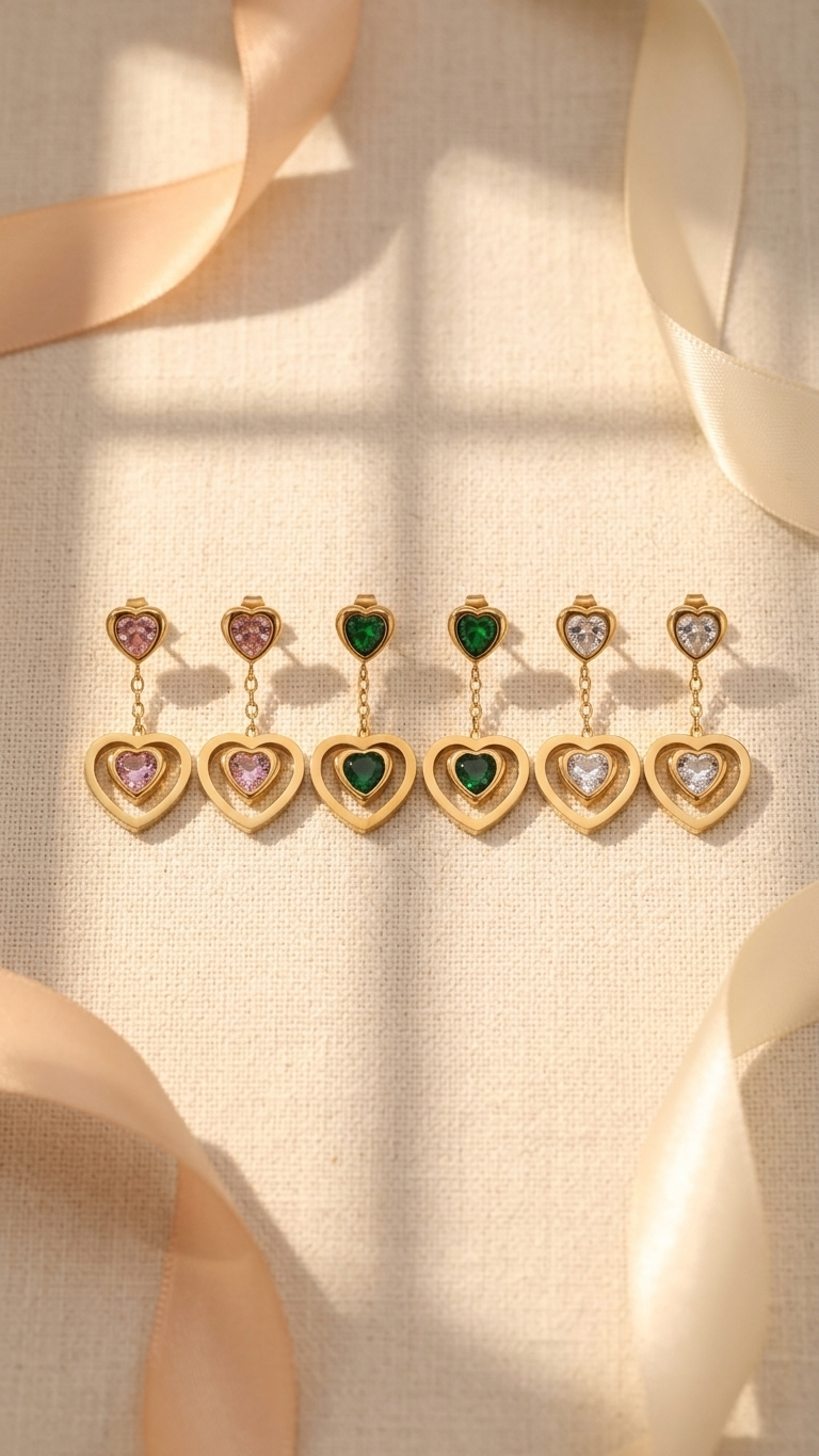 The Crystal Heart Studs