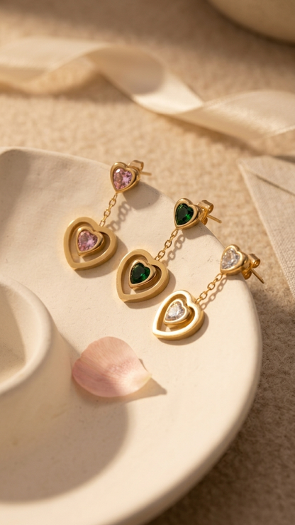 The Crystal Heart Studs