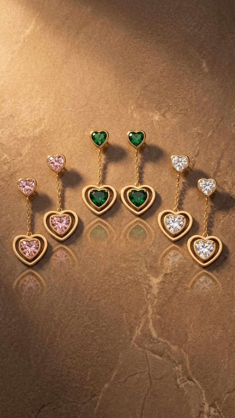 The Crystal Heart Studs