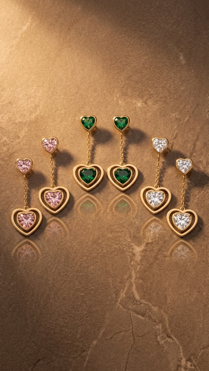 The Crystal Heart Studs