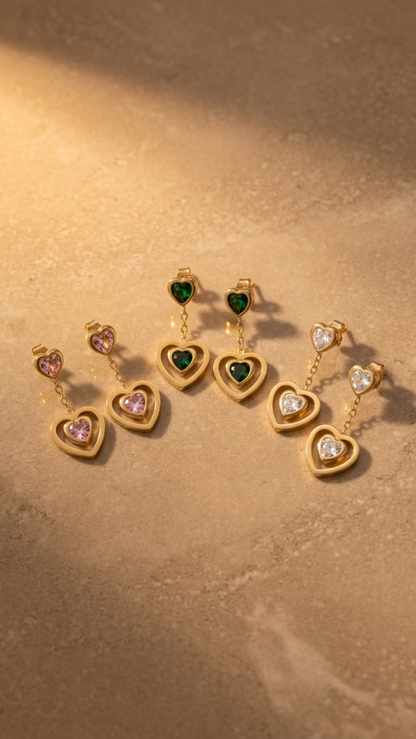 The Crystal Heart Studs