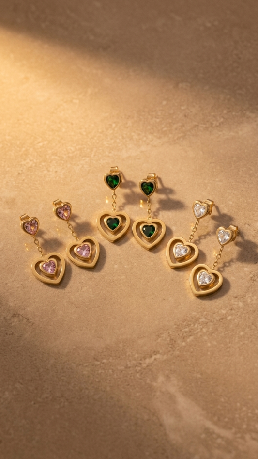 The Crystal Heart Studs
