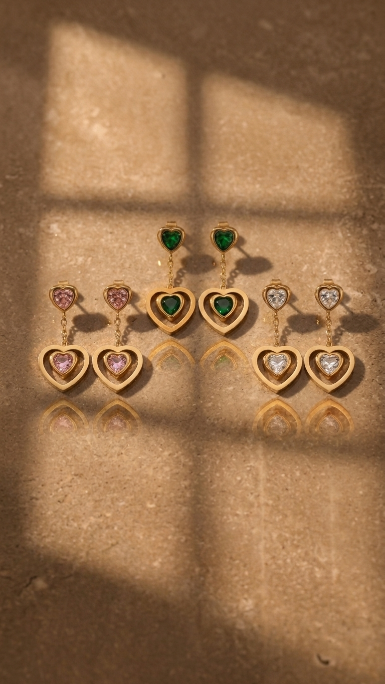 The Crystal Heart Studs