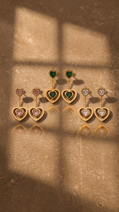 The Crystal Heart Studs