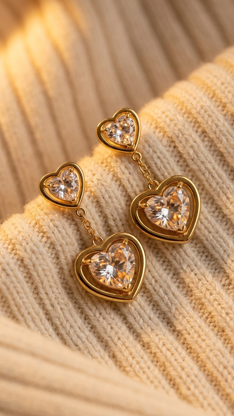 The Crystal Heart Studs
